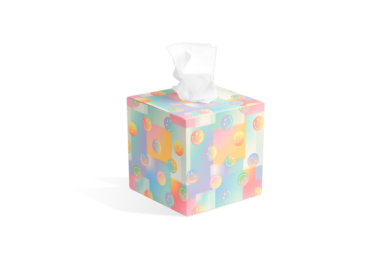 Mouchoirs SmileyWorld® Ultra Soft - Cube Design, 48 SHEETS/BOX, 20 BOXES/CARTON | Economical, Practical, and Easy to Use