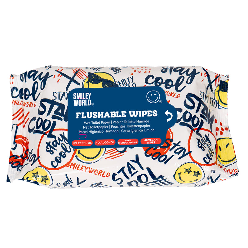 SmileyWorld® Flushable Wet Toilet Wipes – Biodegradable & Vegan