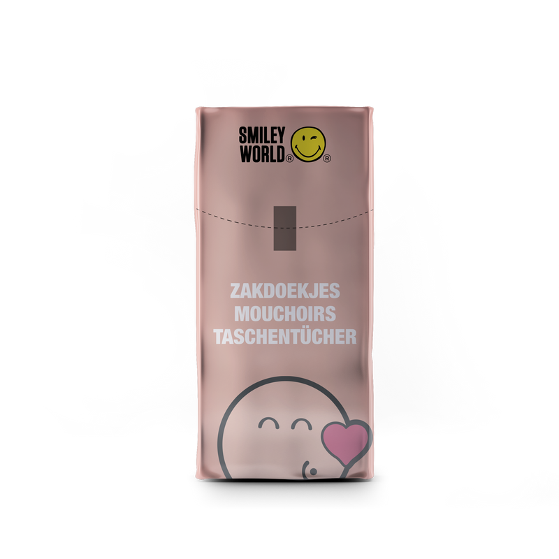 SmileyWorld pocket tissues neatly placed in a car console, showing how practical they are for travel and adding cheer on the go.