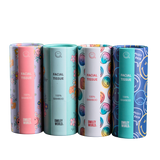 SmileyWorld® Sustainable Cylinder Tissue Holder 4 Pack – Joyful Designs, Cup‑Holder Fit, 40 Count 3‑Ply Facial Tissues