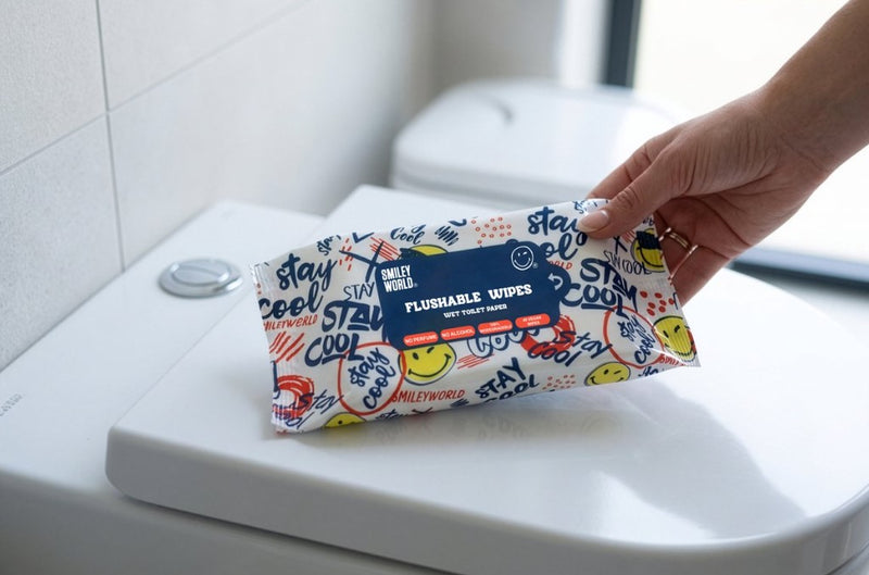 SmileyWorld® Flushable Wet Toilet Wipes – 2-Pack (2 x 40 Wipes)